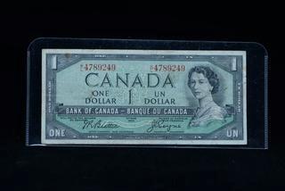 1954 Canada One Dollar Bank Note K/L4789249.