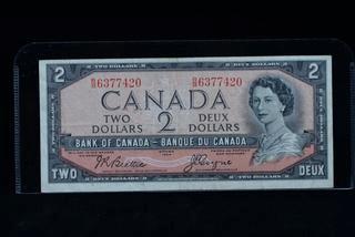 1954 Canada 2 Dollar Bank Note R/B6377420.