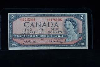 1954 Canada 2 Dollar Replacement Bank Note *B/B1785993.