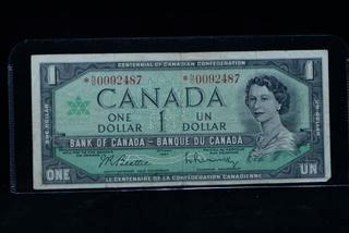 1967 Canada One Dollar Replacement Bank Note *N/O0092487.