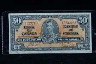 1937 Canada 50 Dollar Bank Note B/H5232138.