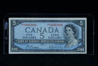 1954 Canada Five Dollar Replacement Bank Note *N/X0002096.