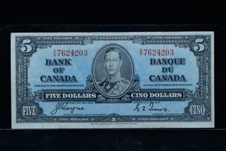 1937 Canada Five Dollar Bank Note A/S7624203.