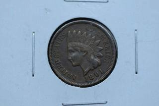 1891 USA Indian Head Penny - Has Damage.