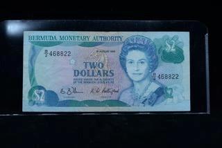 1989 Bermuda Two Dollar Bank Note B/2 468822.