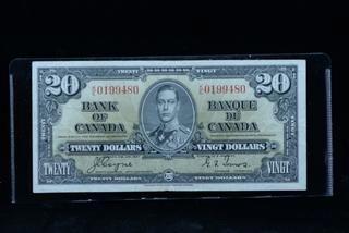 1937 Canada 20 Dollar Bank Note K/E0199480.