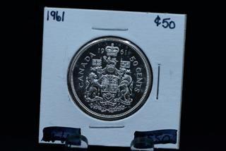 1961 Canada 50 Cent Coin - Cameo.