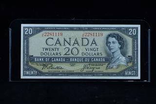 1954 Canada 20 Dollar Bank Note J/E2281119.