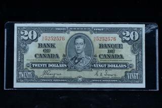 1937 Canada 20 Dollar Bank Note H/E5252576.