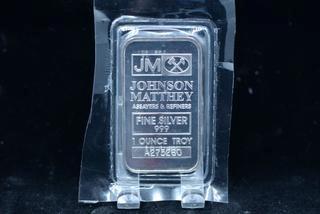 Johnson Matthey Fine Silver .999 One Troy Ounce Bar.