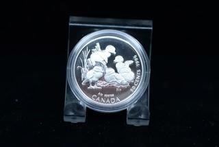 1996 Canada .999 Silver Coin With Ducklings.