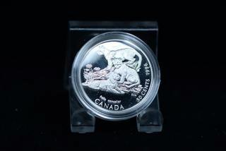 1996 Canada .999 Fine Silver Coin With Cougar Cubs.