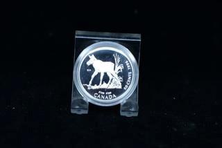 1996 Canada .999 Fine Silver Coin With Baby Moose.