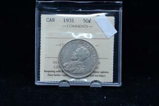 1931 Canada 50 Cent Coin.