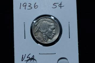 1936 USA 5 Cent Buffalo Nickel.