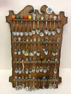 Collector Spoons With Display Rack.