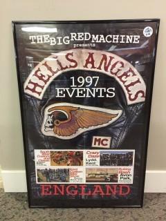 Hells Angels Framed Poster, 23" x 35".