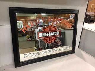 Harley Davidson Framed Mirror, 23" x 16-1/2".