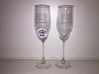 (2) Harley Davidson 110th Anniversary Champagne Flutes.