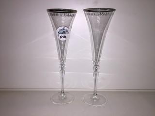 (2) Harley Davidson Champagne Flutes.