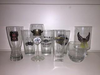 (8) Assorted Harley Davidson Glassware.