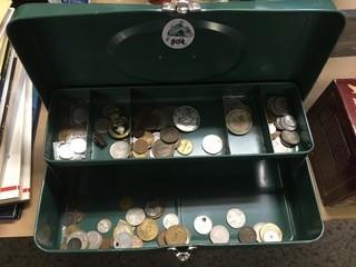 Union Utility Chest With Assorted Coins/Pins.