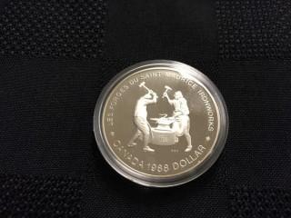 1988 Les Forges Du Saint-Maurice Ironworks Canadian Silver Dollar.