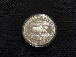 1885-1985 National Parks Canadian Silver Dollar.