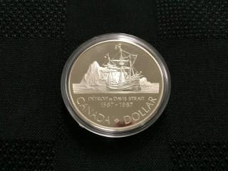 1587-1987 Detroit De Davis Strait Canadian Silver Dollar.