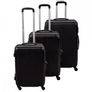New 3 Pieces ABS Luggage Travel Set (Black)