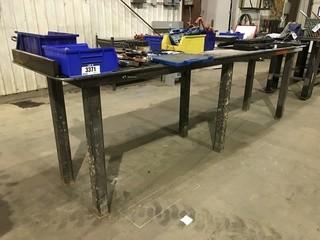 30" X 120" Steel Shop Built Table w/ Bench Vise