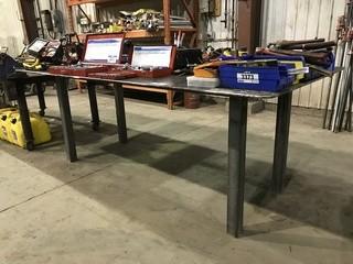 48" X 98" Steel Shop Built Table w/ Bench Vise