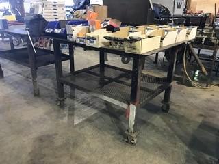 48" X 60" Steel Shop Built Table w/ Bench Vise