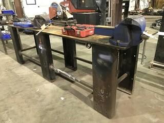 30" X 120" Steel Shop Built Table **VISE NOT INCLUDED**