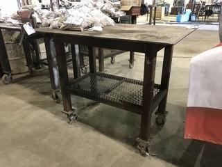 30" X 48" Mobile Steel Shop Built Table