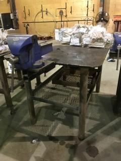 40" X 60" Steel Shop Built Table w/ 8" Bench Vise