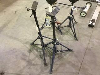 Lot of (2) Collapsible Pipe Stands w/ (2) V-Heads