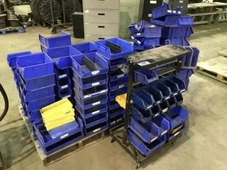 Lot of (2) Pallets of Asst. Parts Bins and Mobile Parts Cart
