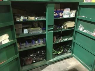 Greenlee Tool Cabinet w/ Automotive Parts, O-Rings, etc.