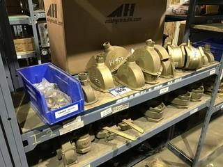 Contents of (1) Section of Parts Shelving Including Asst. Brass Valves and Brass Valves Parts
