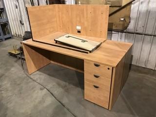 Lot of (3) Sections of EZ-Rect Shelving and L-Shaped Desk