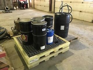 Lot of (2) Enpac Catch Basins, Drum of Methanol w/ Hand Pump, etc.