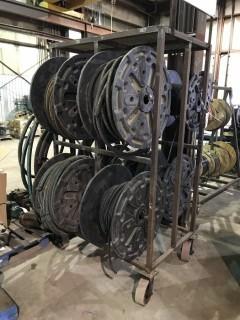 Steel Reel Rack on Casters w/ Asst. High Pressure Hose