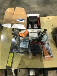 Lot of Asst. Voltage Tester, Soldering Iron, Pullers, Crimping Tool, Drain Valves, Ratchet Strap, etc.