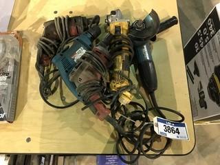 Lot of Asst. Hand Tools Including DeWalt Grinder, Makita Grinder, Milwaukee Electric Drill, Makita Electric Drill, etc.