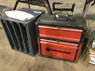 Lot of ProCore Rolling Tool Box and Parts Cabinet