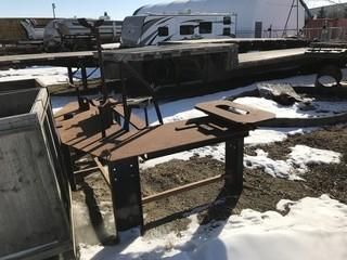 Lot of Jig Table, Asst. Grating, Steel Shop Stand, Chanel Iron, Welding Screen Frames, Trailer Frame, Axles, etc.