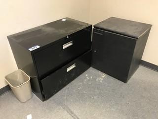 Lot of 2-Drawer Lateral Filing Cabinet, Metal Storage Cabinet, 