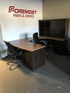 Lot of U Shaped Desk w/ Hutch, (2) Task Chairs