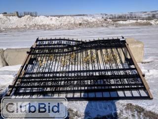 Unused 20' Heavy Duty Bi-Parting Wrought Iron Driveway Gate